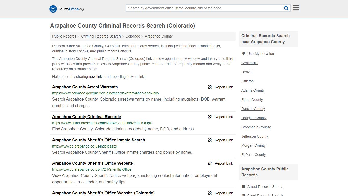 Arapahoe County Criminal Records Search (Colorado)